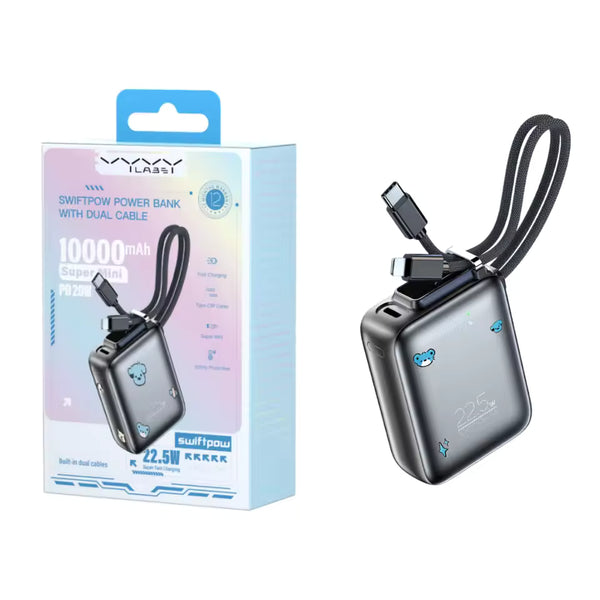 Built-In Cable 22.5W Fast Charging 10000mAh Mini Power Bank (2 Pcs)